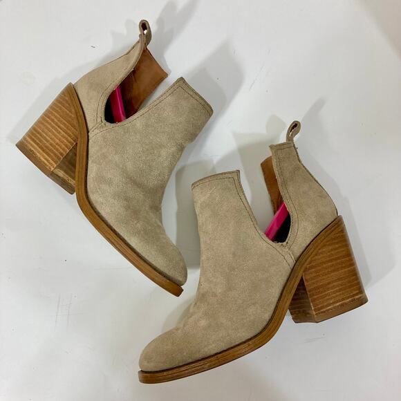 Steve Madden Suede Leather Ankle Boots, womens 7.5 stacked block heel bootie - Picture 6 of 14